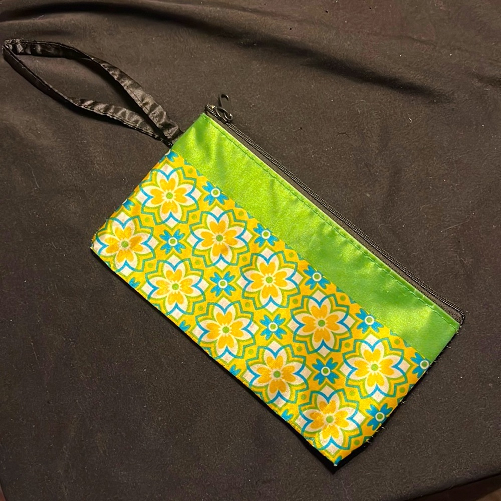 Makeup bag with wrist strap